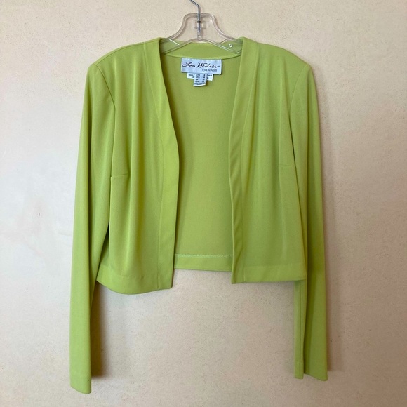 Vintage 3 piece evening dress Lori Weidner size 8 lime green & blue w/ bolero - Picture 4 of 7